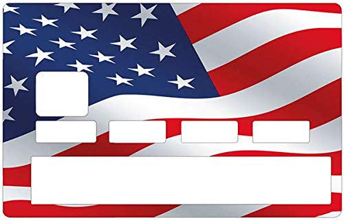 Amerikanische Flagge im Wind - Kreditkarten Aufkleber – Passgenaue Aufkleber – Differenzieren und dekorieren Sie Ihre Bankkarte nach Ihren Wünschen !!