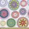 ABAKUHAUS Mandala Gewebe als Meterware, Vintage verzierten Kreise, Schön Gewebten Stoff für Polster und Wohnaccessoires, 1M (148x100cm),Grün Lila