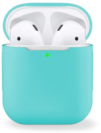MyGadget Estuche de Silicona Suave Compatible con Apple Airpods 1 y 2 Generación - Funda Protectora para Auricolares - Case Anti arañazos - Turquesa