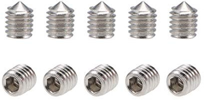 sourcing map 40pcs Vis Pointeau Conique pour Poignée de Porte Vis Sans Tête Hexagonale M5x6mm 304 Inox Acier