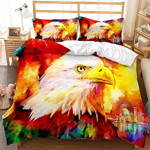 FANSU Bettwäsche-Set, Adler Drucken Schlafzimmer Mikrofaser Bettwäsche Set 2/3 teilig - Kissenbezug + Bettbezug mit Reißverschluss Schließung (Adler kritzeln,140x200cm)