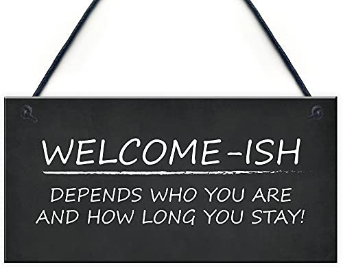 RED OCEAN Welcome Sign WELCOME ISH Hanging Door Sign Funny Wall Decor Home Sign