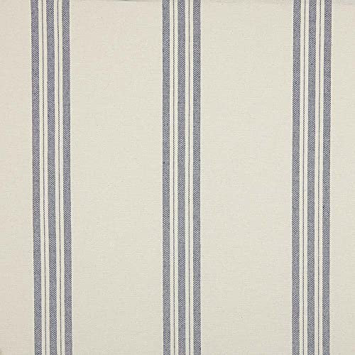 Kt KILOtela - Canvas-Stoff, Meterware, Half Panama, gefärbt, Baumwolle und recycelte Fasern, Breite: 280 cm, Streifen von 5 cm, Blau, Ecru