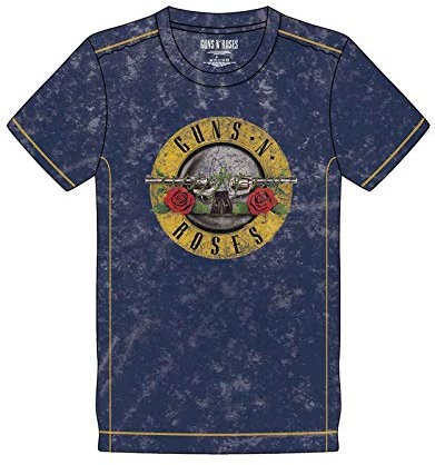 Guns N Roses T Shirt Classic Band Logo Nue offiziell Herren Navy Blau Snow Wash