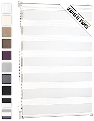 Blumtal - Rollo für Tag und Nacht, ohne Bohren, 75 x 130 – 155 cm – 2 Stück – Rollo mit Klemmfix – für Fenster oder Tür – Weiß