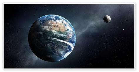 Erde und Mond aus dem Weltall Poster von Johan Swanepoel 80 x 40 cm Wandbilder Wanddeko