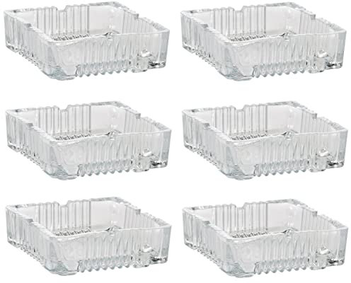 Spetebo Glas Aschenbecher eckig 10 cm - 6 Stück - Tisch Ascher transparent Außen