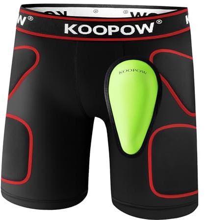 KOOPOW Gepolsterte Schiebe-Shorts, für Jugendliche, Jungen, mit weichen schützenden Sportschalen, für Baseball, Fußball, Lacrosse