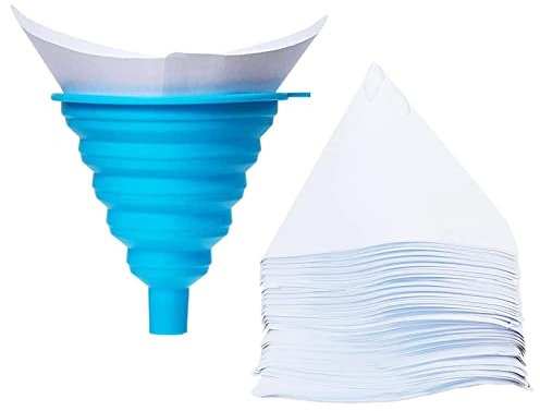 ROIIKETU 200 Stück Lacksiebe, Einweg Farbe Papier Siebe mit 1 Stück Silikon Filter,Einweg Lackfilter für Autolack Lacksieb Wassertransferdruck,Filtern Farbe