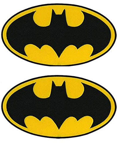 2 St. Kompatible mit Bat-Man Dunkler Ritter Held Logo Wappen Zeichen Uniform Anzug Kostüm Abzeichen Aufnäher Patch Kompatibel mit Klett für Kleidung Rucksack Taktische Zubehör Kinder Männer