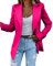 Onsoyours Femme Casual Blazer Manche Longue Costume Jackets Élégant OL Bureau Affaires Veste De Costume Manteau Cardigan Blouson Jacket Slim Fuchsia M