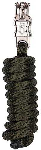 Merauno® Lead Rope for Horses, Tie Rope in Various Stylish Designs, Lead Rope, Pony, Donkey, Goat with Panic Hook (Black Green, Panic Hook)