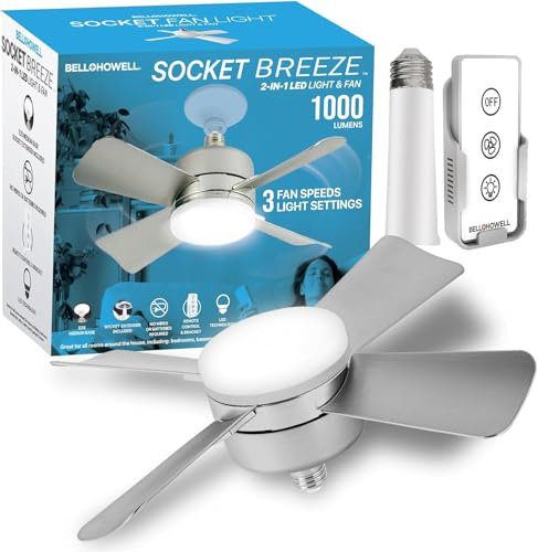 Bell+Howell - Ventilatore da soffitto con luci a LED e telecomando, ricambio per faretto, camera da letto, cucina, soggiorno, 1000 lumen/5000 Kelvins