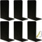 Qualsen Buchstütze, Buchstützen Metall, Bücherstütze, Buchhalter Regal, Bookends für Schule, Zuhause, Büro, Bibliothek, 3 Paare (6 Stück),Schwarz