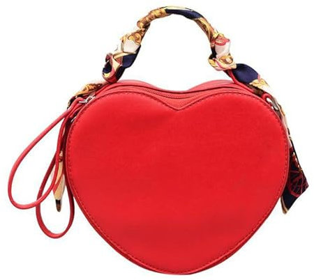 LATRAT Frauen Herz geformte Schulter Handtasche,Umhängetasche Pfirsich Herzform,Pfirsich Herz Schal Tote Bag (Rot)