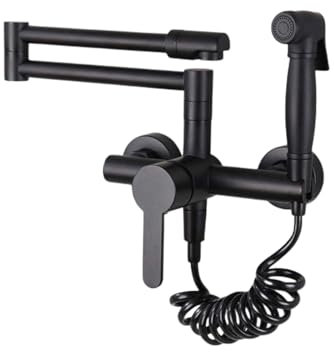 Rubinetto A Parete Per Lavatoio Rubinetto Da Cucina A Parete Calda E Fredda Balcone Lavanderia Piscina Rubinetto Pieghevole Doppio Interruttore Rubinetto Prolunga Lavello Stile B Nero