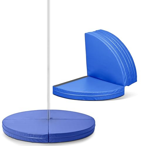 SereneLife Pole Dance Fitnessmatte, Turnmatte für Zuhause, Dance, Gym, Yoga & Studio, Tanzmatte Klappbar & Rutschfest ⌀ 120/150 cm, 5/12 cm Stärke, Stangentanz Schutzmatte mit Klettverschluss