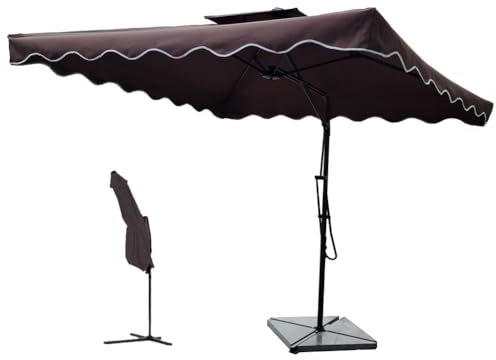 BAKAJI Ombrellone da Giardino Decentrato 2,5 x 2,5 Mt Palo in Metallo Chiusura a Leva Base a Croce Sistema Air Vent Arredamento Esterno Gazebo Piscina Giardino Terrazzo Ambienti Esterni (Marrone)