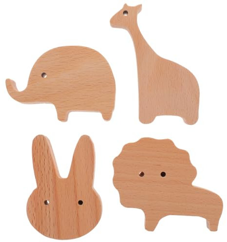 CAXUSD 1juego Ganchos de Pared de Madera Forma de Animales Ganchos Decorativos Multifuncionales para Colgar Toallas Ropa y Mochilas en Baño Cocina y Sala de Estar
