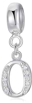 Symretie Damen 925 Sterling Silber Charms Anhänger Buchstaben O Beads Charms Kompatibel mit Europäischen Armbänder und Halskette