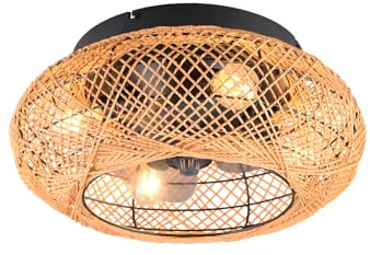 meineWunschleuchte Große Boho Deckenleuchte Ø 50cm mit Ventilator und Fernbedienung