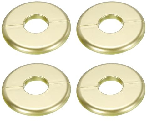 sourcing map 4pcs Wall Split Flange 80mm / 3.1 OD Escutcheon Plate ABS Round Self-Adhesive Plumbing Cover Plates for 26mm / 1 Dia Water Pipe Faucet Decoration Accessories, Gold