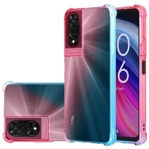 for TCL 505 Clear Case, Shockproof [Ultra Slim] Scratch Resistant Gel Rubber Silicone [Protective Case] Gradient Phone Cover for TCL 505 - Pink/Green