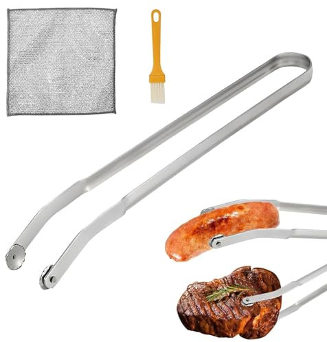 Grillzange Edelstahl 38cm Drehbar Bratwurstzange Grillzange Personalisiert Lang