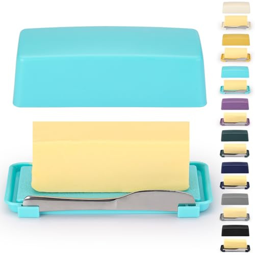 Butter Dish with Lid for Countertop, Kyraton Butter Crock with Stainless Steel Multipurpose Butter Knife, Butter Container, Kitchen Gift for Wife, Mother