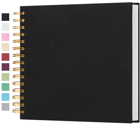 Dawnhua 8x8 Zoll DIY Scrapbook Fotoalbum Leineneinband Scrap Book Fotoalben 80 leere weiße Seiten für Erinnerungsbuch Reise Hochzeit Gästebuch Babyparty (schwarzer Einband/80 Seiten)