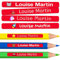 200 personalisierte Klebeetiketten für Bleistifte und Kugelschreiber. Schulaufkleber mit Namen zum Markieren von Gegenständen. Wasserfeste Aufkleber für Schule und Kindergarten Maße 4,6 x 0,6 cm