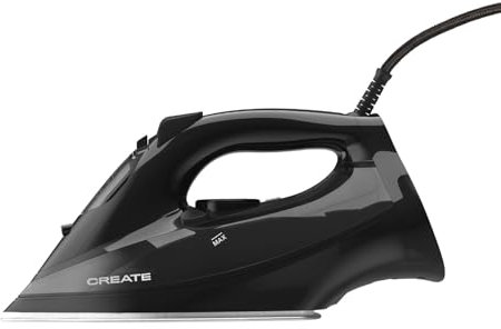 CREATE/IRON FLAT 3000 / Dampfbügeleisen Schwarz/Schnellstartsystem, 2m Kabel, Sicherheitssystem, 380 ml Tank, rutschfest, 3000W
