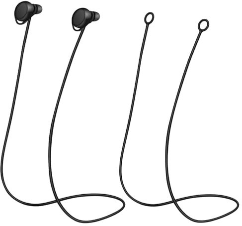 Nogeqi 2 Pcs Flexible Silicone Switch Earplugs Loop Link Lanyard - Works With Removable Tips, Keeps Earbuds Safe (Black, No Earplugs)