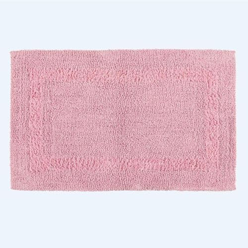 HOMESCAPES Tappetino da bagno di lusso, 1600 g/m², extra morbido, 100% cotone, reversibile, antiscivolo, lavabile, super assorbente, ad asciugatura rapida, colore rosa cipria, 50 x 80 cm