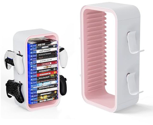 wigmoa OYO-1【40CM】 Torre di archiviazione per giochi compatibile con PS5/Xbox Series S e X/Switch, organizer universale per dischi per videogiochi, 18 pezzi con supporto per 4 controller, supporto per
