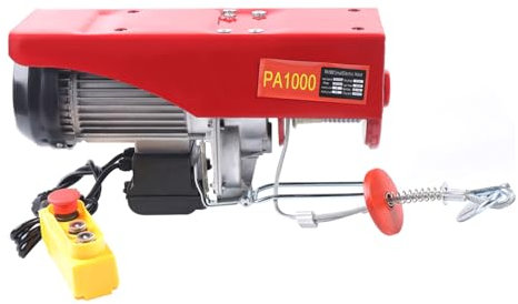 Qussse Treuil électrique de 500 kg à 1000 kg, moteur en cuivre 1600 W avec dispositif d'arrêt, câble en acier de 12 m, palan à câble