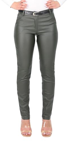 Malito - Damen Chinohose - schicke elastische Lederoptik Hose - Festliche Elegante Stretch Damenhose 1031 (S-XXL)