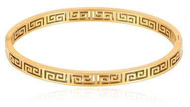 MILAKOO Gold Greek Key Bangle for Women Men 5mm Hollow Cutout Meander Texture Elegant Vintage Bracelet