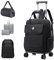 SPAHER Sac Dos roulettes Grand Sacoche Ordinateur Portable 17,3 Pouces Sac de Voyage à Roulette Mallettes à roulettes Valise Sac à Dos Trolley Cabine pour Femme Homme Affaires Voyages Noir