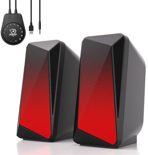 SOULION C30 Casse PC Bluetooth Soundbar Altoparlanti Computer Desktop per Monitor, Laptop, Gaming, Ingresso AUX da 3,5 mm, Alimentazione Tramite USB, Illuminazione LED Colorata, 1 paio