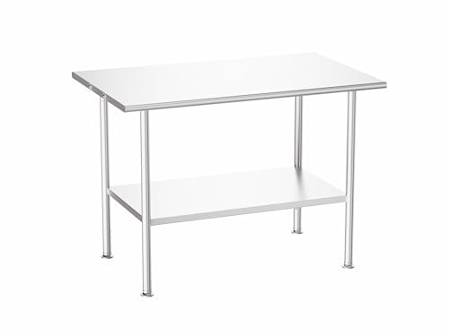 Atelicf NSF Stainless Steel Prep Table 30X48 inch, Rounded Flat Top