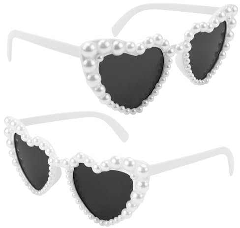 Herz Sonnenbrille Partybrille Herzform Brille JGA Brillen Herzbrille Vintage 90er Jahre Hippie Herzförmige Brille Herzchen Brille für Party Hochzeit Karneval 2 Paar