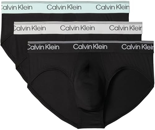 Calvin Klein Herren 3er Pack Unterhosen Hip Briefs mit Logobund, Schwarz (Black Bodies W/Black/Light Cast/Fe), M