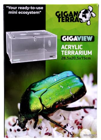 GIGANTERRA Easy Assemble Acrylic Clear 28.5 x 20.5 x 15cm Terrarium For Reptiles, Amphibians with Ventilation