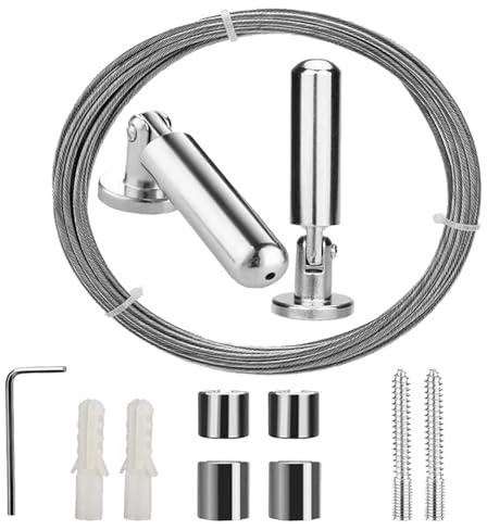 ZIOYANE Kit de corde à linge en acier inoxydable avec matériel d'installation, fil mural anti-affaissement pour linge, rideaux de douche, affichage photo, balcon, salle de bain et utilisation en