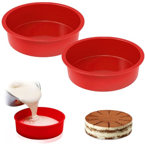 huipinghu 2Pcs 4 inch Silicone Cake Tins for Baking, Mini Silicone Cake Moulds, Non-Stick Round Cake Baking Pan Quick Release Suitable Baking Tray for Cakes Puddings Bread Muffins