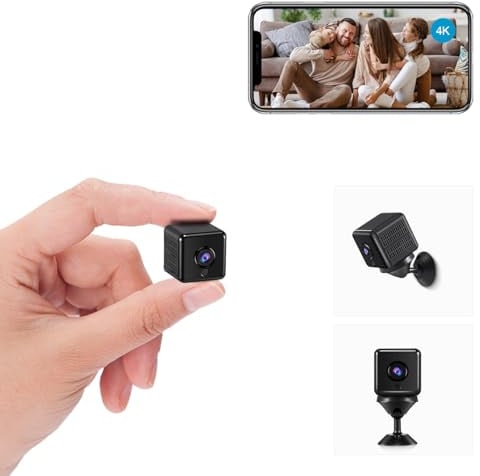 Mini Kamera, 4K HD WLAN Überwachungskamera Innen WiFi Kamera Live Übertragung Handy APP Für Micro Camera Indoor Mit Akku Kompakte Kleine Sicherheitskamera mit Bewegungsmelder/Nachtsich (A18PRO)