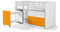 VIPACK Bonny Hochbett, Spielbett, Funktionsbett, Kinderbett, Holzwerkstoff, Farbe 11 weiß orange, 207 x 116 x 98 cm