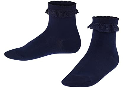 FALKE Unisex Kinder Socken Romantic Lace K So Baumwolle einfarbig 1 Paar, Blau Marine 6120, 31-34