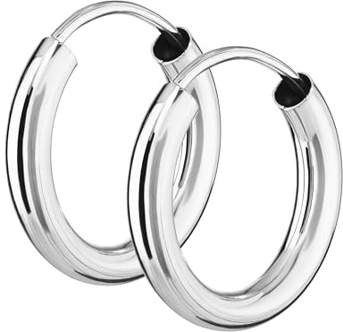 NKlaus Creolen rund aus 925 Sterlingsilber, 15mm, 2,5mm stark, 2 Stück | Ohrschmuck